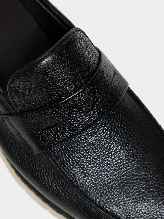 Лоферы мужские летние, цвет черный, натуральная кожа M262287 | 5