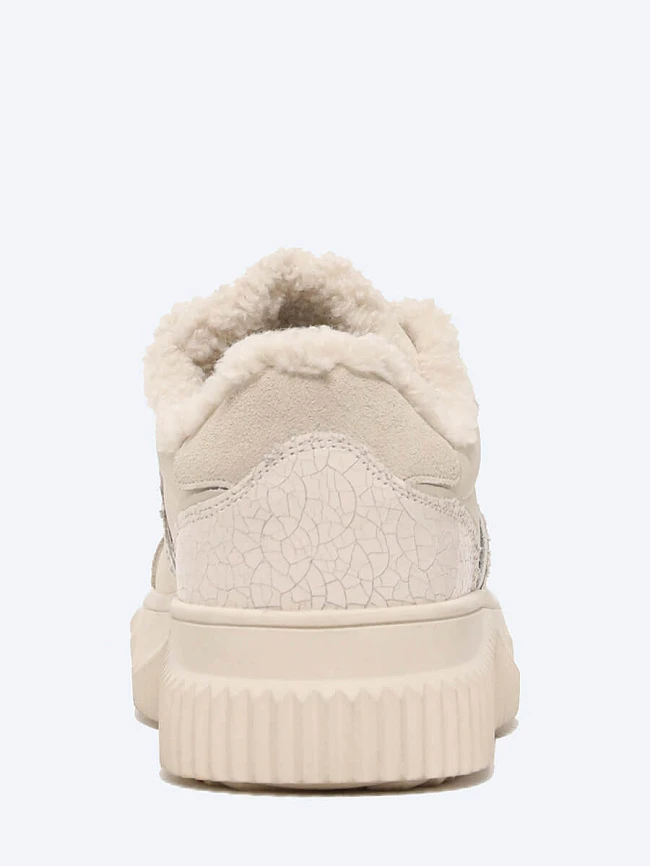 Кеды женские зимние, цвет молочный, натуральная кожа/натуральный спилок/искусственный мех 5270010M | 5