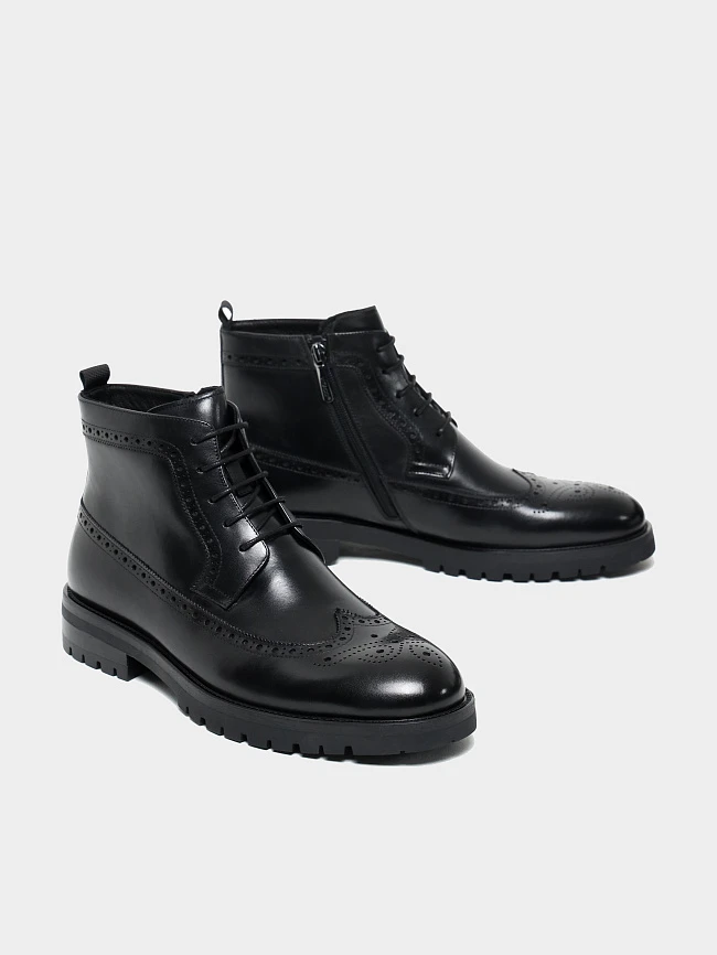 Ботинки мужские демисезонные, цвет черный, натуральная кожа M262022 | 3