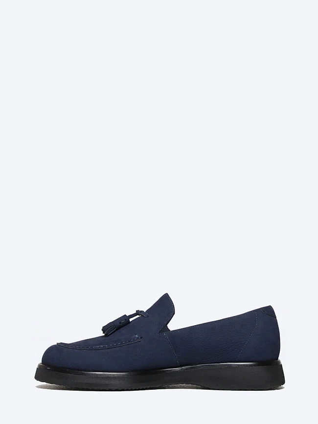 Лоферы мужские всесезонные, цвет синий, натуральный нубук M1022727 | 3