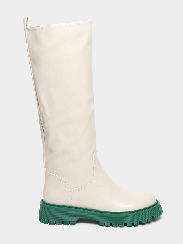 Сапоги женские демисезонные, цвет молочный, искусственная кожа 1847544 | 1