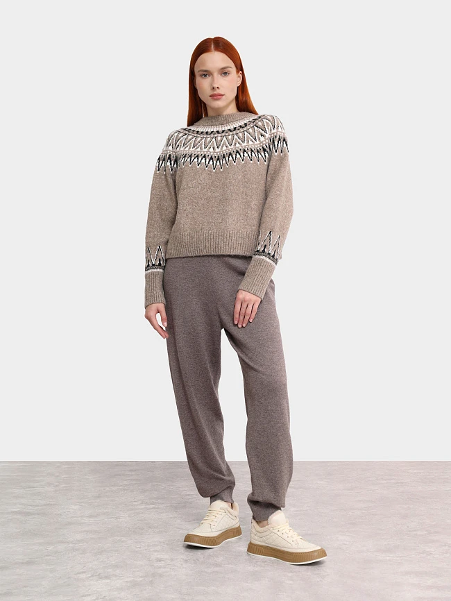 Кеды женские зимние, цвет бежевый, натуральная кожа 136876M | 13