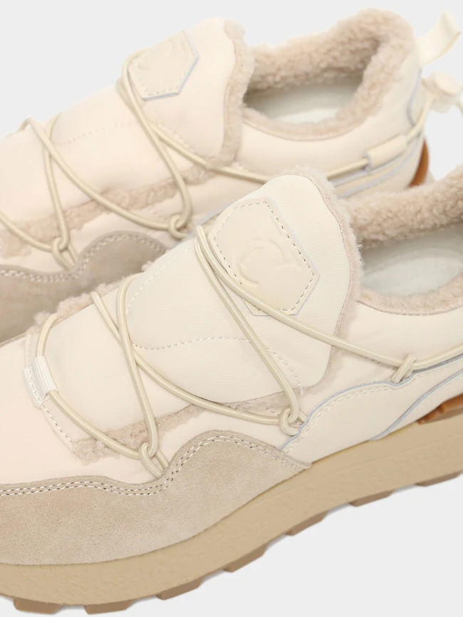 Кроссовки женские зимние, цвет бежевый, натуральный спилок/текстиль/искусственный мех 5270002M | 6