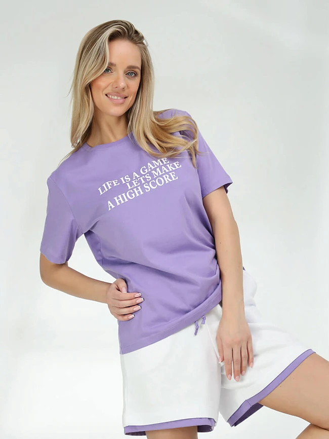 Костюм спортивный (футболка+шорты) женские всесезонные TEset01-17 | 5