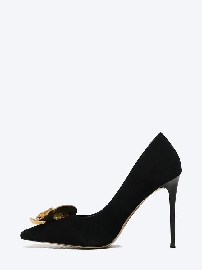 Туфли женские всесезонные, цвет черный, натуральный велюр 1493375 | 3