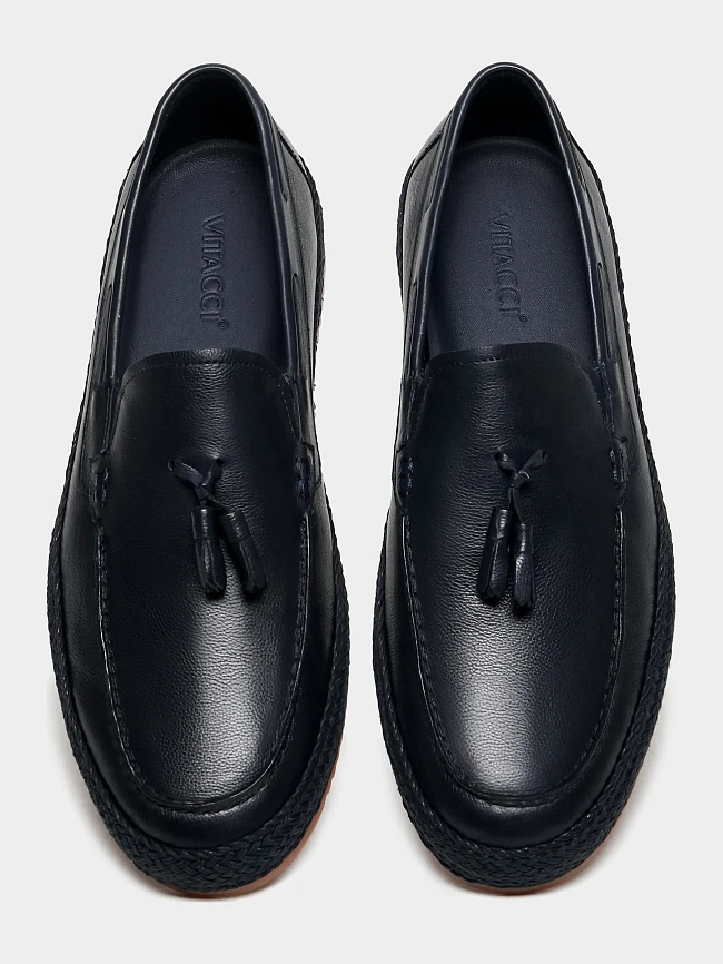 Лоферы мужские демисезон; лето;, цвет синий, натуральная кожа M254449 | 4