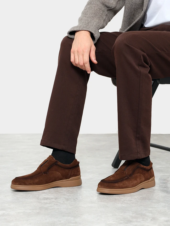 Лоферы мужские всесезонные, цвет коричневый, натуральный спилок M801215 | 10