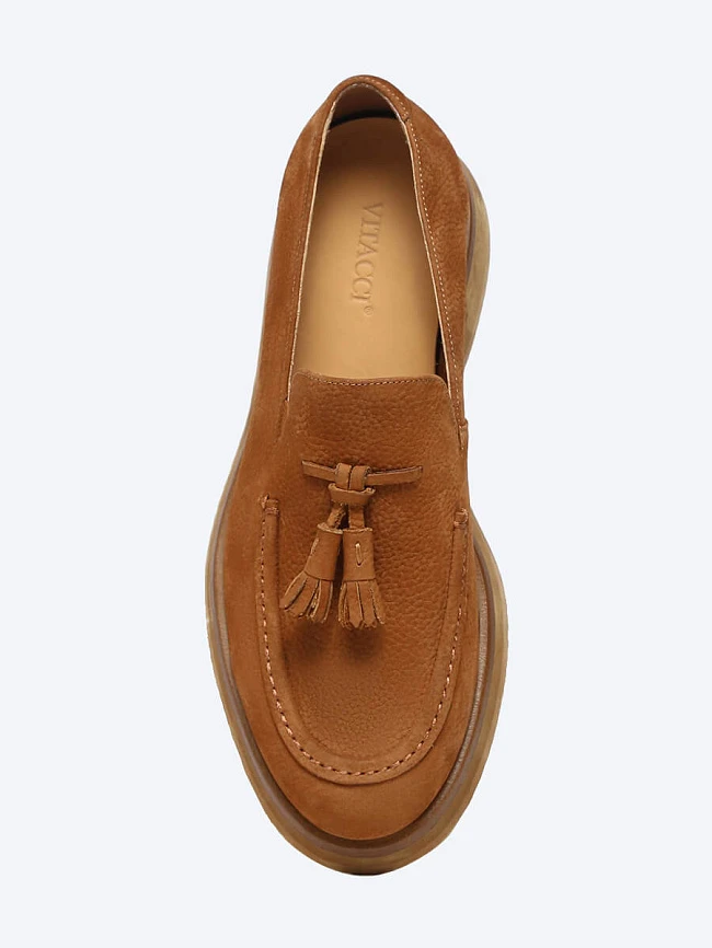 Лоферы мужские всесезонные, цвет рыжий, натуральный нубук M1022725 | 4