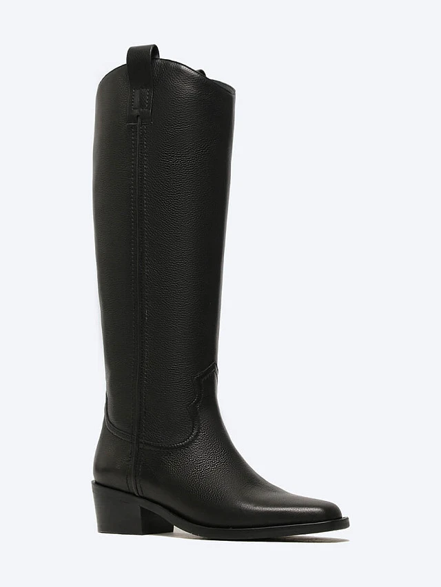 Сапоги женские демисезонные, цвет черный, натуральная кожа 1493848 | 1