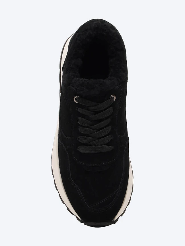 Кроссовки женские зимние, цвет черный, натуральный спилок 1013620M | 4