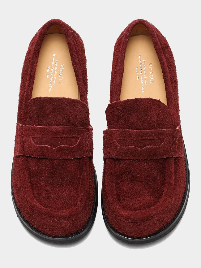 Лоферы женские всесезонные, цвет бордовый, натуральный спилок 7210407 | 4