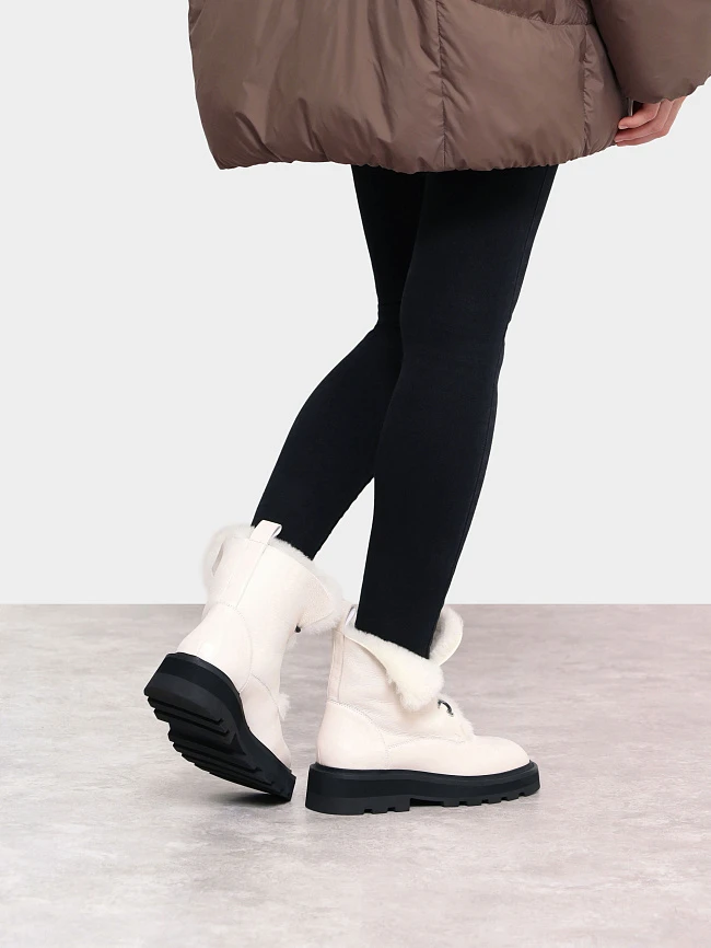 Ботинки женские зимние, цвет молочный, натуральная кожа 1820439M | 9