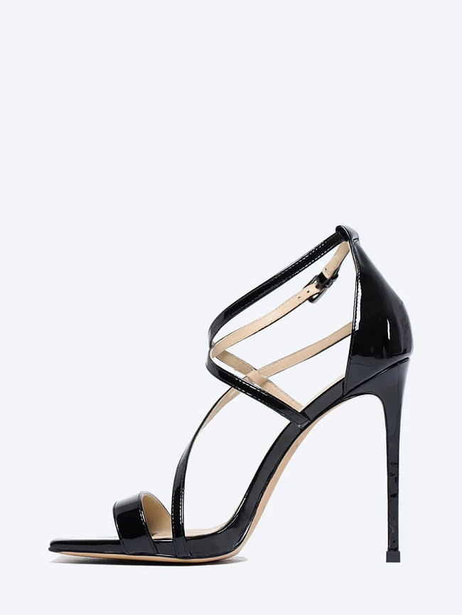 Босоножки женские летние, цвет черный, натуральная лаковая кожа 495826P | 3