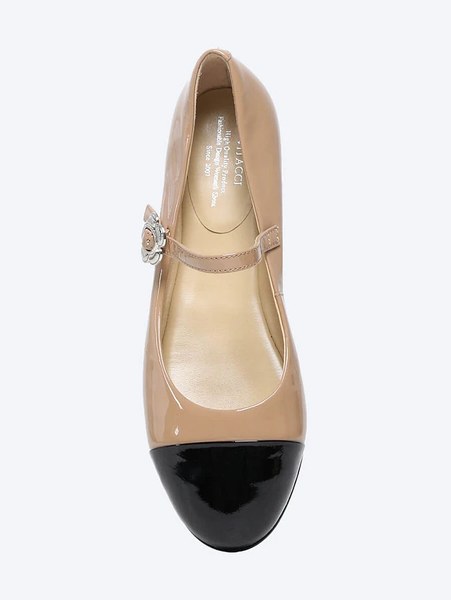 Балетки 641596 женские цвет бежевый, натуральная лаковая кожа 641596 | 4