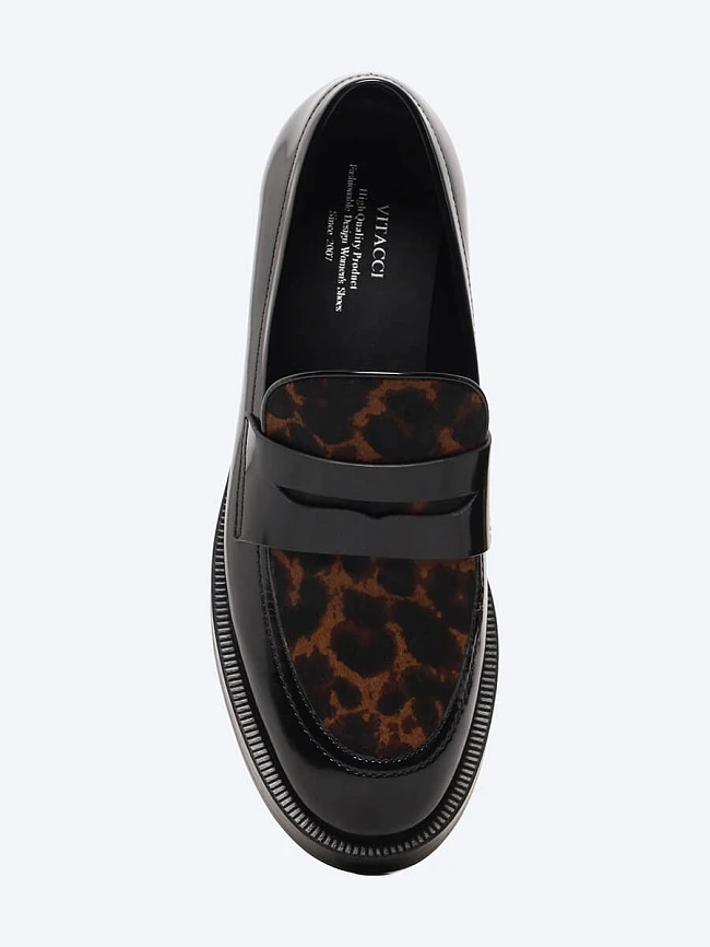 Лоферы женские всесезонные, цвет черный, натуральная кожа/натуральный мех (пони) 1820974-1 | 4