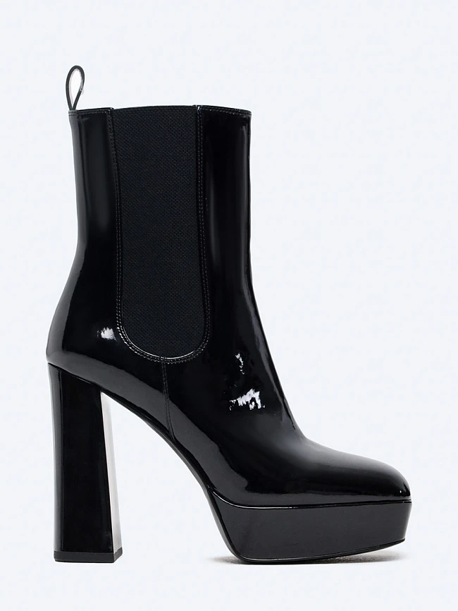 Полусапоги женские демисезонные, цвет черный, натуральная лаковая кожа 1493795 | 2