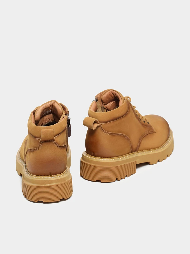Ботинки мужские демисезонные, цвет песочный, натуральный нубук M03053 | 4