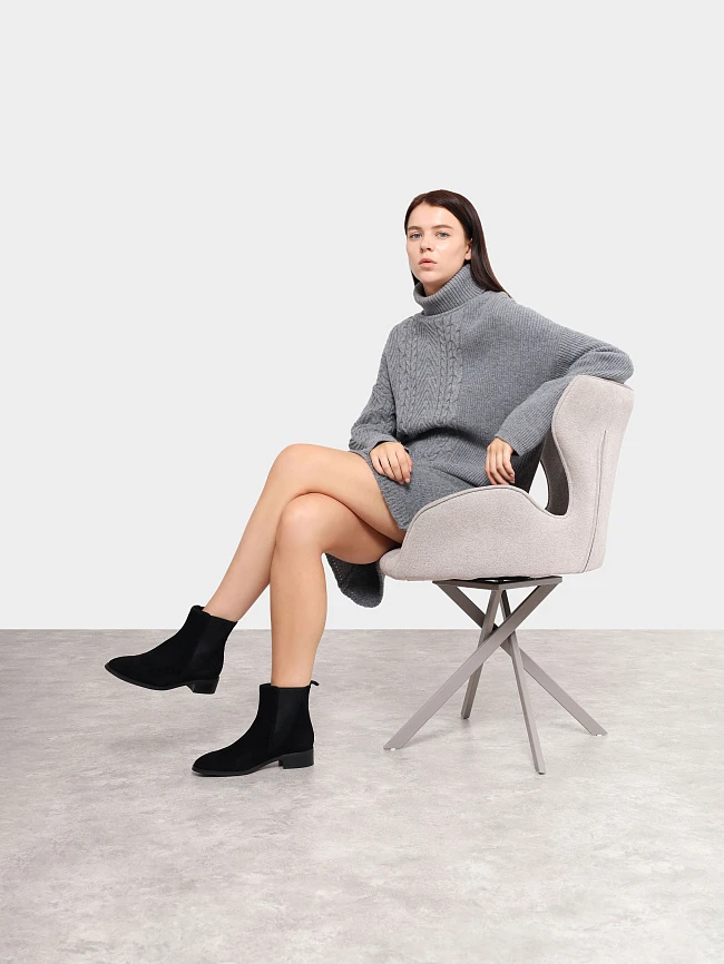 Полусапоги женские демисезонные, цвет черный, натуральный велюр 495636 | 11