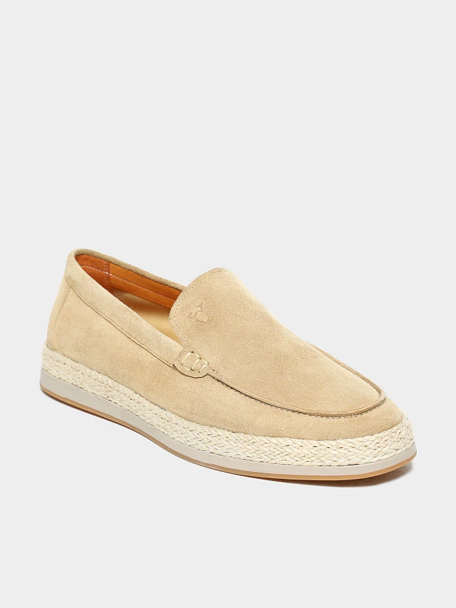 Лоферы мужские летние, цвет песочный, натуральный спилок M262200 | 2