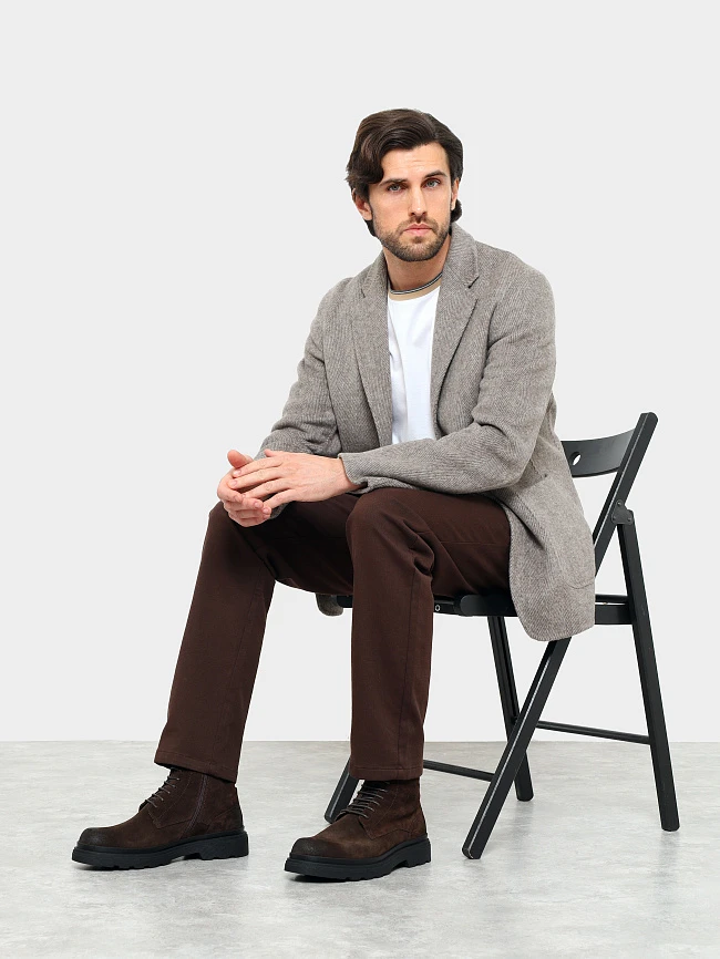 Ботинки мужские демисезонные, цвет коричневый, натуральный спилок M1022982 | 11