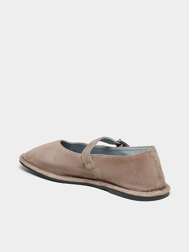 Балетки женские всесезонные, цвет бежевый, натуральный велюр 17VC504 | 3