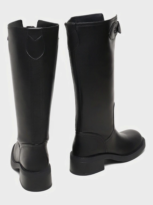 Сапоги женские демисезонные, цвет черный, натуральная кожа 642310 | 4