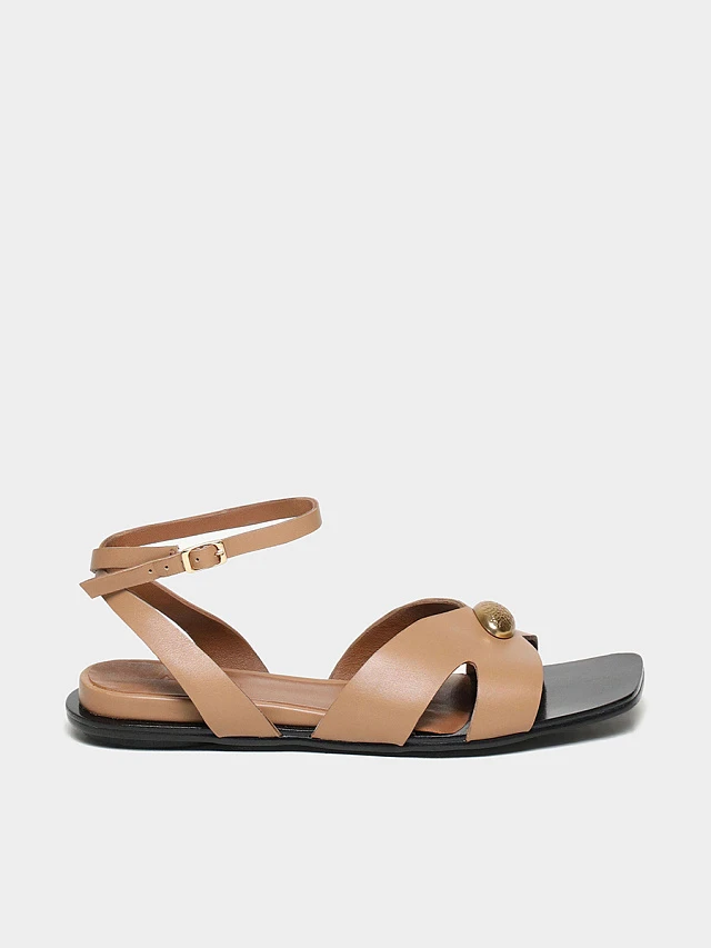 Сандалии женские летние, цвет бежевый, натуральная кожа 7210501 | 1