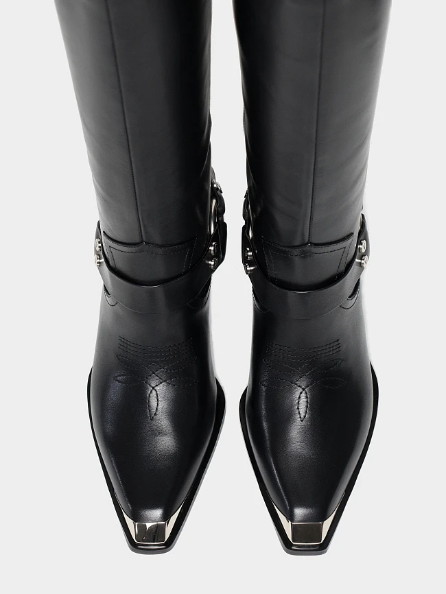 Сапоги женские демисезонные, цвет черный, натуральная кожа 497261 | 5