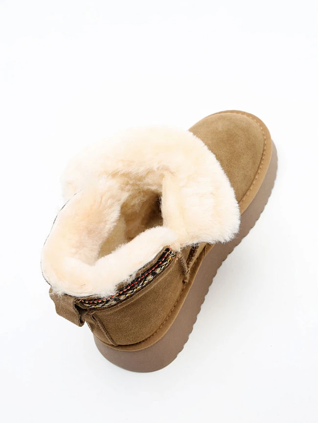 Полусапоги женские зимние, цвет песочный, натуральный спилок 27VD083M | 19