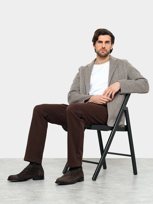 Ботинки мужские демисезонные, цвет коричневый, натуральный велюр M1023030 | 12