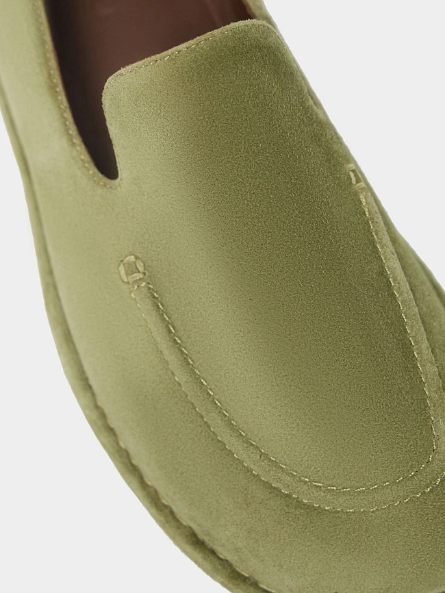 Лоферы женские всесезонные, цвет хаки, натуральный велюр 7210553 | 5