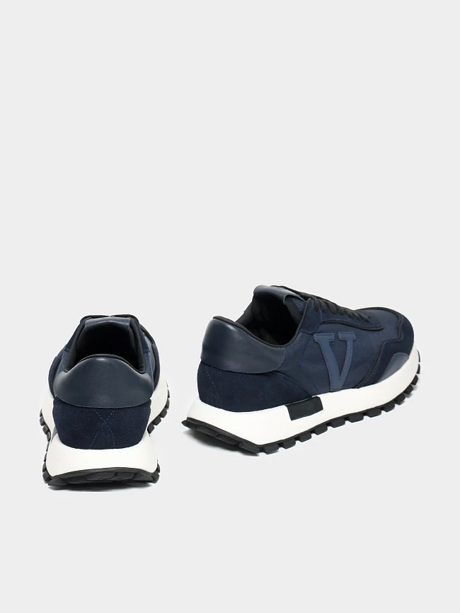 Кроссовки мужские демисезонные, цвет синий, натуральный спилок/текстиль/натуральная кожа M03101 | 4