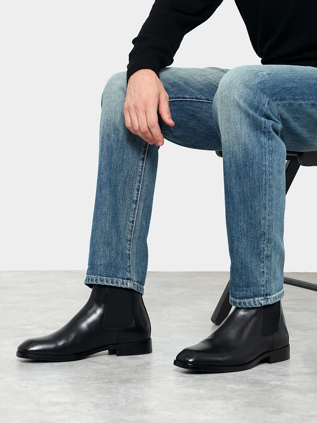 Ботинки мужские демисезонные, цвет черный, натуральная кожа M1022991 | 10