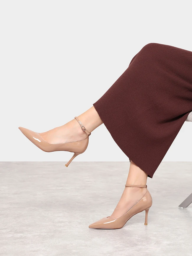 Туфли женские всесезонные, цвет бежевый, натуральная лаковая кожа 496621 | 12