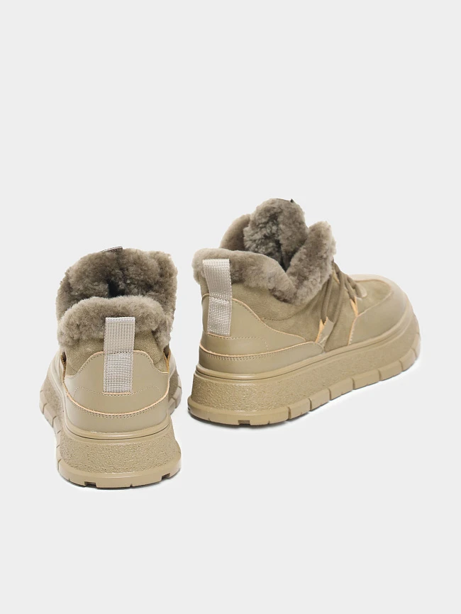 Кеды женские зимние, цвет хаки, натуральная кожа и полимерные материалы/натуральный спилок 1848097M | 4