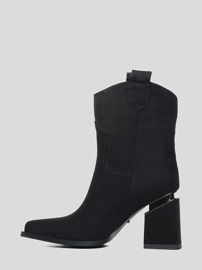 Полусапоги женские демисезонные, цвет черный, искусственный велюр 1847441 | 4