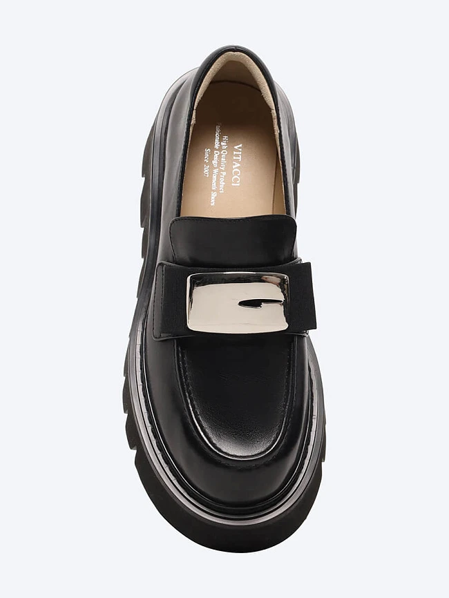 Лоферы женские всесезонные, цвет черный, натуральная кожа 641811 | 4