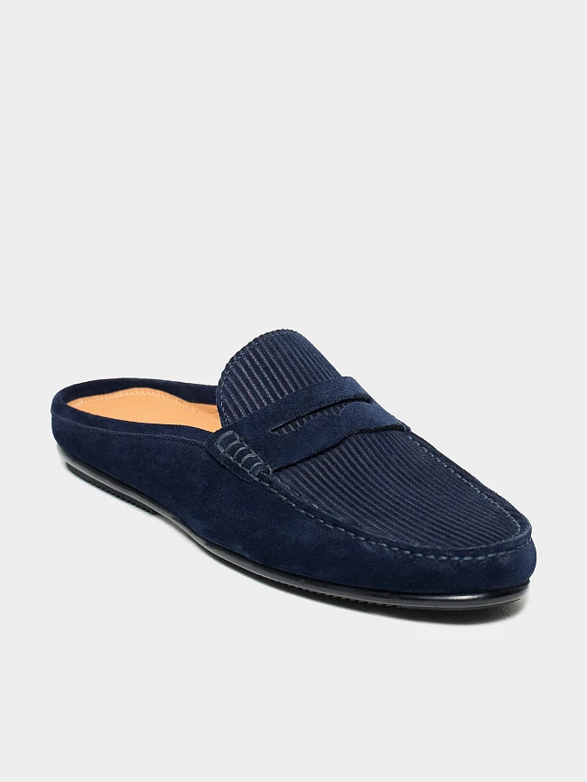 Сабо мужские летние, цвет синий, натуральный спилок M801337 | 2