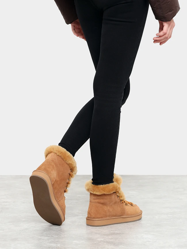 Ботинки женские зимние, цвет рыжий, натуральный спилок 7210437M | 8