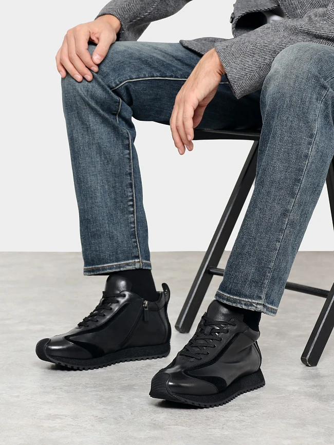 Ботинки мужские демисезонные, цвет черный, натуральная кожа/натуральный спилок M1782593 | 10