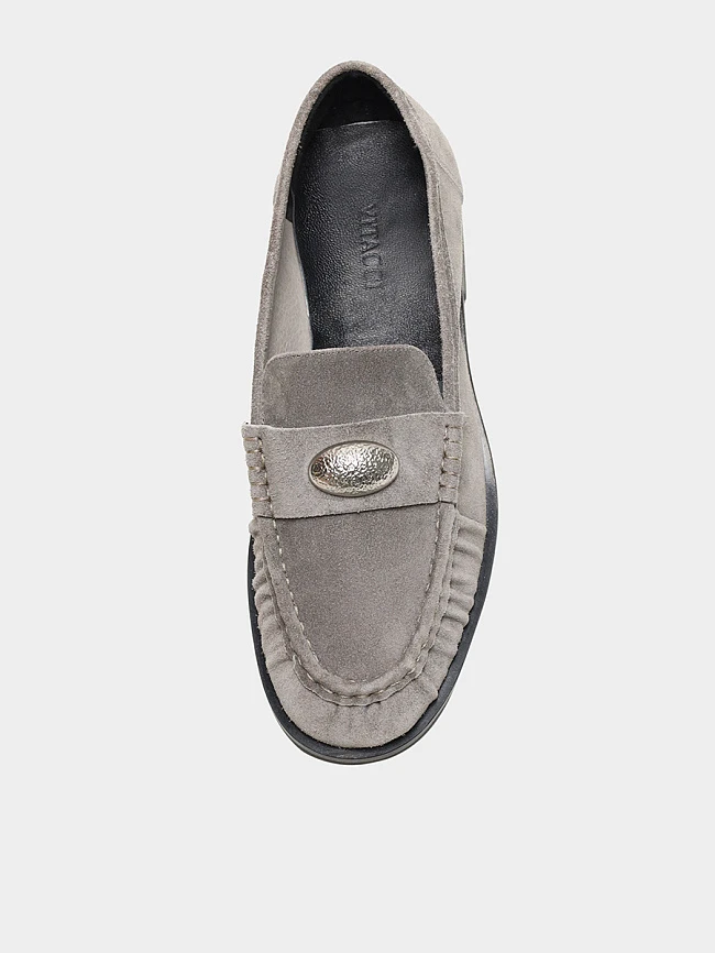 Лоферы женские всесезонные, цвет серый, натуральный велюр 7210537 | 4