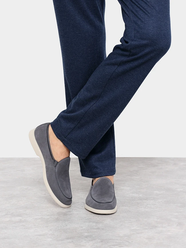 Лоферы мужские демисезон; лето;, цвет серый, натуральный спилок/натуральная кожа M801307 | 7