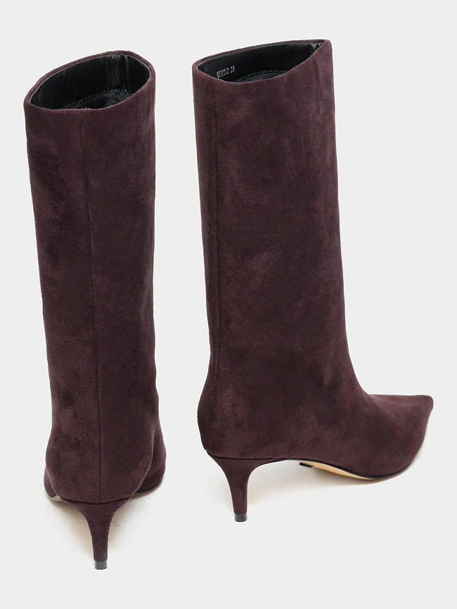 Полусапоги женские демисезонные, цвет бордовый, искусственный велюр 6550313 | 4