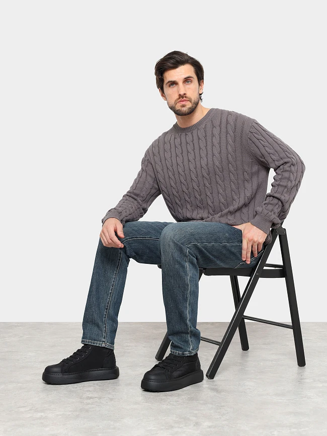 Кеды мужские зимние, цвет черный, текстиль M03052M | 10