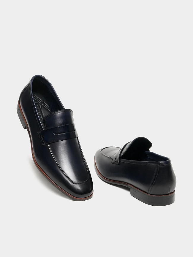 Лоферы мужские всесезонные, цвет синий, натуральная кожа M1023191 | 2