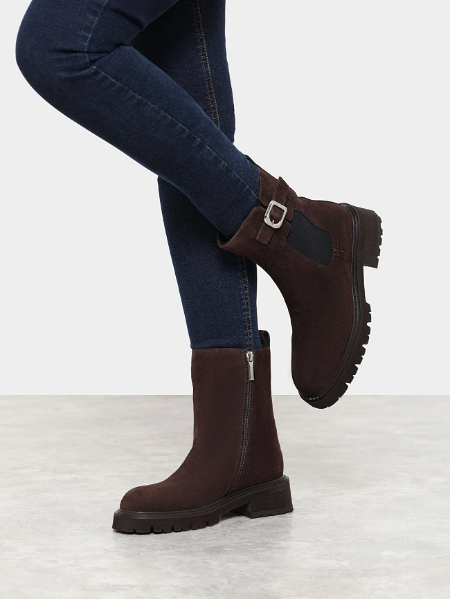 Ботинки женские демисезонные, цвет коричневый, натуральный спилок 7210324-2 | 8