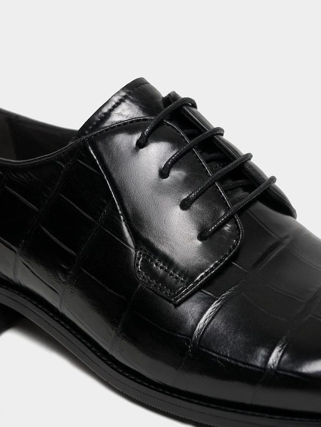 Полуботинки мужские всесезонные, цвет черный, натуральная кожа M262204 | 5