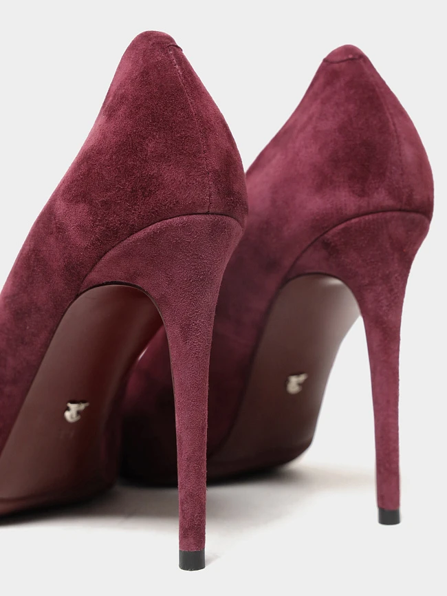 Туфли женские всесезонные, цвет бордовый, натуральный велюр 497095 | 6