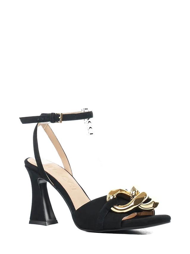 Босоножки 1492169 женские цвет черный, натуральный велюр 1492169         | 1