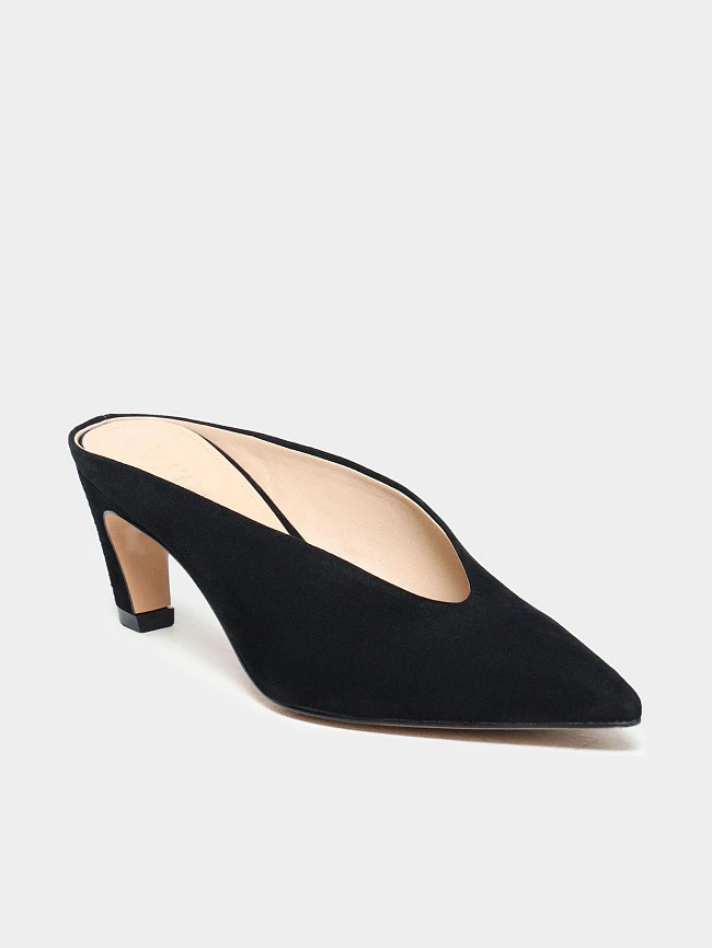 Мюли женские летние, цвет черный, натуральный велюр 497477 | 2